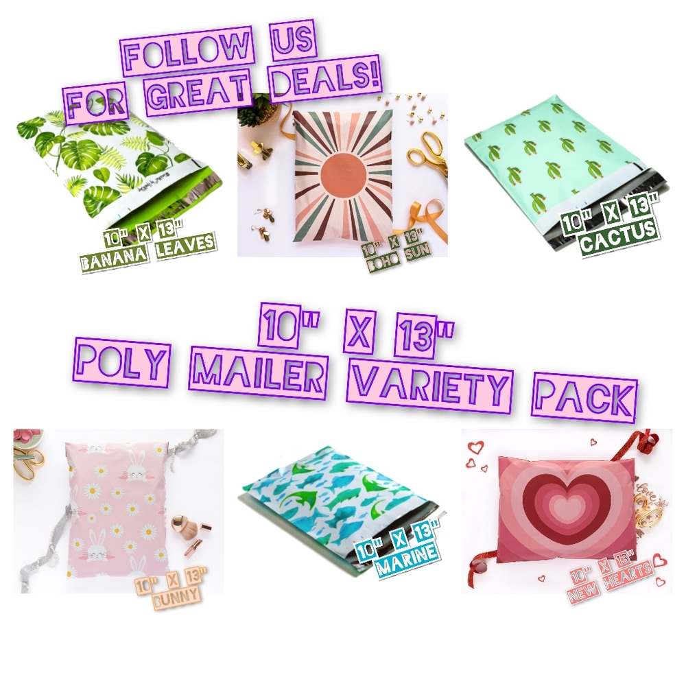 120 Mix 10x13 Poly Mailers (20 ea)
